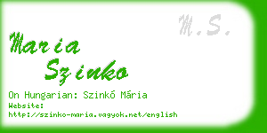 maria szinko business card